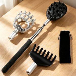 3Pcs/Set Back Massage Tools Stainless Steel Retractable Massage Scratcher for Back Relaxation Anti Itch Claw