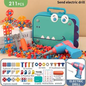221/351pcs Dinosaur STEM Drill & Screw Board Tool Box Toy. Kids DIY Building Blocks. Educational Mainan Kanak-Kanak Jurassic Fun