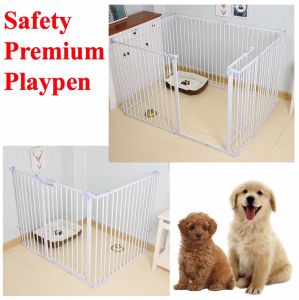 Pet PlayPen Dog - Metal Pet Fence Pets Play pen 80cm height Baby fence Pet fence Gate Playpen Pet playpen protect frame safety gate Baby gate 2 ways Pressure mounted Baby Gate Baby Fence Pet Playpen Pet Gate Child Protection Gate Auto Close Gate Door Gate