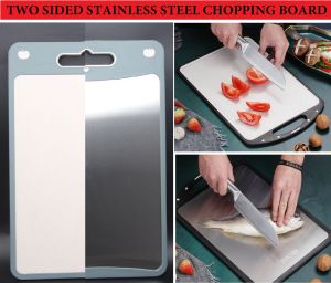 7P1 Dual Size Double Sided Kitchen Chopping Board Stainless Steel Antibacterial Fruit Vegetable Cutting Board