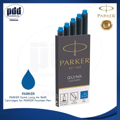 PARKER หมึกหลอดป๊ากเกอร์ ควิ้ง แบบยาว น้ำเงิน ดำ สำหรับปากกาหมึกซึมป๊ากเกอร์ - 1 pack PARKER Quink Long Ink Refill Cartridges for PARKER Fountain Pen