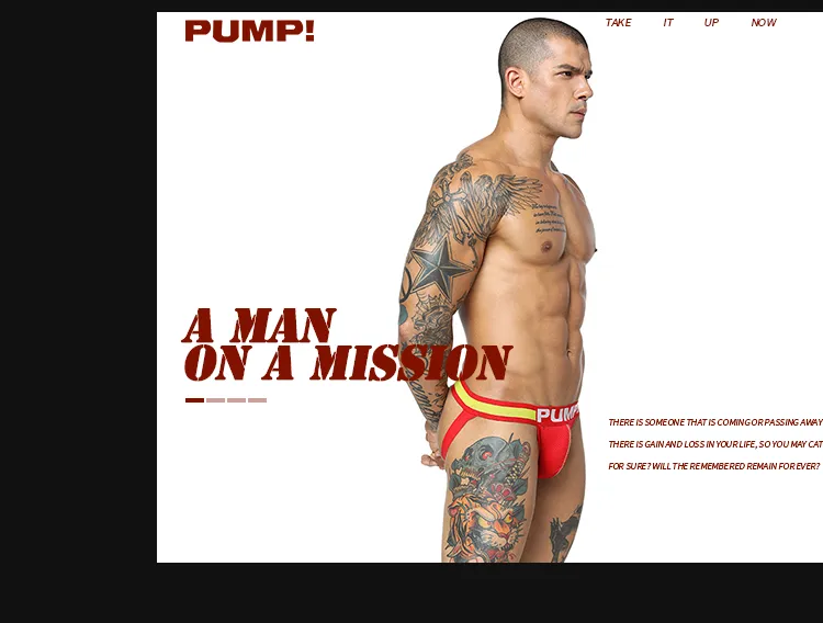 PUMP (1 Pieces) Patchwork Milk Fiber Sexy Men Underwear Thong Mens