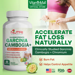 Nutri Botanics Garcinia Cambogia + - Fast Acting Fat Burner & Carb Blocker - Appetite Suppressant - Natural Weight Loss Supplement