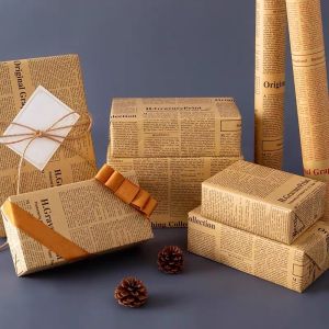 10pcs English newspaper bouquet wrapping paper flowers wrapping gifts gifts dried flowers floral materials full set of vintage kraft paper Vintage thickened large