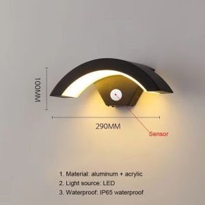 Đèn tường cảm biến chuyển động ngoài trời IP65 Đèn tường chống nước chiếu sáng trong nhà trang trí nhà cho sân vườn phòng khách cầu thang