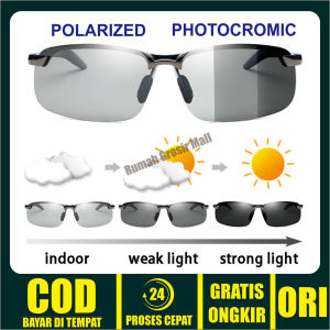 [PROMO BULAN INI] Kacamata Pria Wanita Hitam Polarized Bisa Berubah Warna untuk Outdoor Riding - Kacamata Paser Ikan Mancing - Kacamata Memancing Ikan Tembus Air - Kaca Mata Anti Silau - Kacamata Polaris Paser Ikan - Kacamata Bisa Berubah Warna