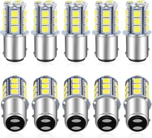 1157 LED Bulb White 10PCS 2357 2057 BAY15D 7528 LED Bulbs Replacement for Brake Tail Backup Reverse Lights Turn Signal Bulb RV Camper Trailer 5th Wheel Boat Marine Light