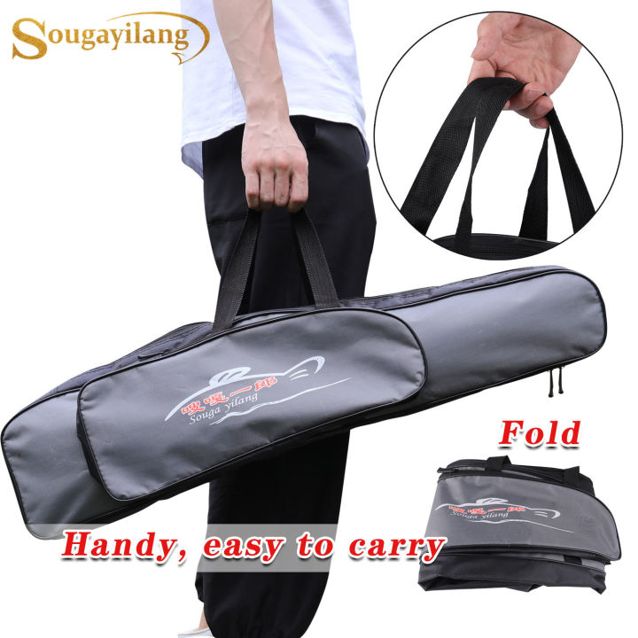 Sougayilang 80cm Fishing Bag Foldable Portable Multi-function Fishing Tools  Bag for Outdoor Sports Fishing Rod Bag.