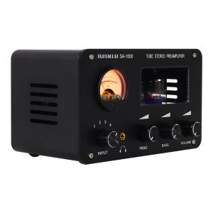 ⭐⭐⭐SA-1000 6H3N TUBE Headphone Amplifier Switching ，Audiophile Tube Preamp 4-input 2-output HIFI Preamp with Built-in VU Level Meter High-bass Adjustment Headphone Amplifier