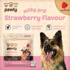 ขนมสุนัข นมแพะอัดเม็ด เสริมภูมิ Pawly milky pro ขนาด 80 กรัม (50 เม็ด)