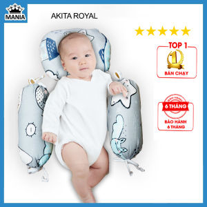 Gối chặn sơ sinh AKITA ROYAL G37 định vị tư thế tránh giật mình bảo vệ cột sống 100% bông sợi đàn hồi cao và dễ dàng vệ sinh gối cho bé bảo hành 6 tháng - shop MANIA