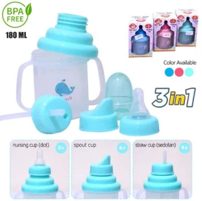 Ninio Training Cup 3 in 1 / Botol Susu Bayi Step 1-2-3 / Gelas Training / Gelas Minum Anak / Botol Minum Sedotan / Botol Minum Spout