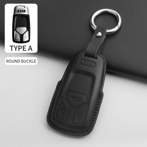 Leather Smart Remote Car Key Case Cover FOB Bag Pouch For Audi C6 A7 A8 R8 A1 A3 A4 A5 Q7 A6 C5 Keychain  car Accessories