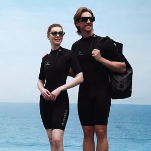 2MM Neoprene Wetsuit women short sleeve Front Zippe Suits diving suit men