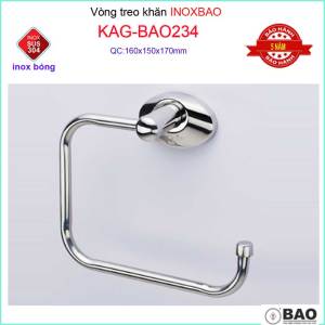 Vòng treo khăn Inox Bảo KAG-BAO234 máng treo khăn khô bồn tắm đứng SUS304 dập khuôn thiết kế tuyệt đẹp tiện dụng