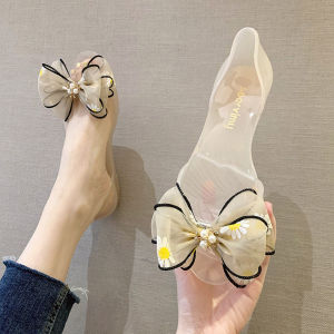IELGY Flower Sandals Womens Fish Mouth Flat Crystal Clear Plastic Jelly Rain Boots