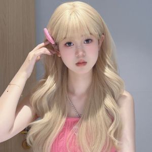 Ultra-Lightweight Sweet Long Wavy Realistic Synthetic Full Head Wig For Women - Platinum Blonde Brightening Full-Coverage Hairpiece