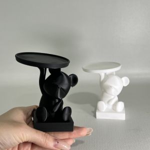 ELFINL Funny Bear Storage Tray Multi-functional Decorations 3D Printing Ornaments Exquisite Creative Jewelry Display Holder Office
