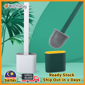 Worthbuy Deep Cleaning Silicone Toilet Bowl Cleaner Flexible Brush Head With Double Layer Holder