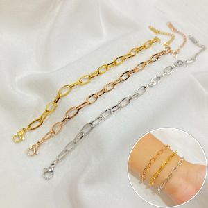 Gelang Rantai Polos Titanium Steel Gold dan Rosegold Anti Karat Simple