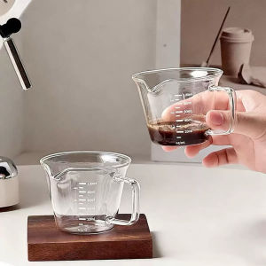 Cốc Đong Định Lượng Thủy Tinh Tay Cầm Gỗ 50ml/100ml – Dụng Cụ Pha Chế Cà Phê & Rót Sữa Tiện Lợi - Chihirostore.decor