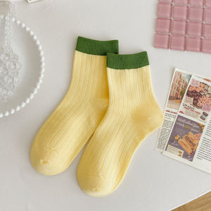 🔥Nadines🔥ถุงเท้าผู้หญิงสีทึบน่ารักในถุงเท้าผ้าฝ้ายสีลูกกวาดอินเทรนด์ ถุงเท้ากีฬาลำลองระบายอากาศสไตล์เกาหลี