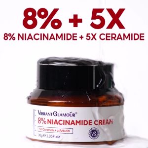 VIBRANT GLAMOUR 8% Niacinamide Whitening Face Cream 5% Niacinamide Serum Set 5X Ceramide 3X Centella Skin Barrier Repair Face Moisturizer Brightening Glowing Reduce Melasma 2pcs