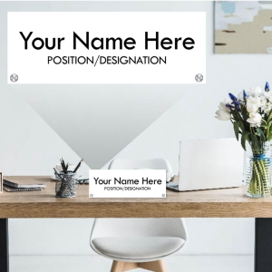 LE Acrylic Custom Desk Name Plate Personalized Office Name 11 x 4 in (3mm) w/ bolts Table Office