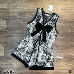 B22162 Set 2 ชิ้น เสื้อติดโบว์ใหญ่ๆอลังการ + กางเกงขาสั้นSet of 2 pieces: shirt with a big dazzling bow + shorts