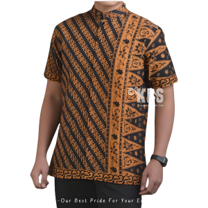 Kemeja Koko Muslim Pria Lengan Panjang Lapis Furing Kombinasi Batik Parisogan Katun Premium