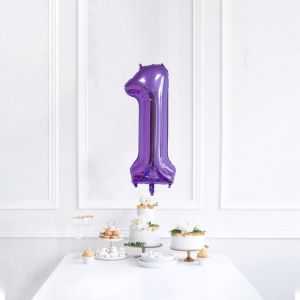 MD-C390 Balon Foil Angka 0-9 Warna Ungu Balon Angka Polos / Balon Ulang Tahun Perlengkapan Ultah