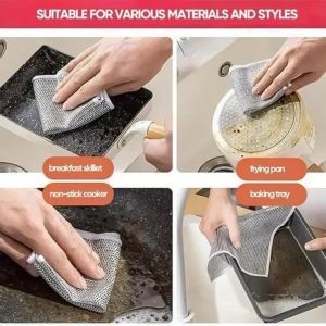 HAKIS SHOP-- 6pcs Kitchen Non-stick Oil Dish Clean Towel Washing Rags / Household Cleaning Accessories
