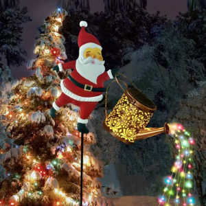 🎅Christmas Decorations🎅Santa Claus Lantern Snowman Kettle Lights Solar-Powered Light-Up Hollowed-Out Water Bottle Outdoor Garden Decoration 圣诞老人水壶灯