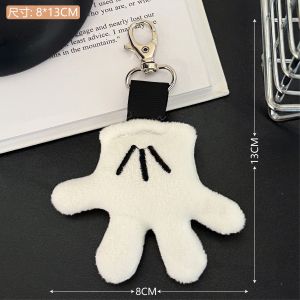 2PCS Disney Mickey Palm Plush Pendant Cartoon Mickey Mouse Anime Keychain Car Key Ring Bag Charm Soft Stuffed DIY Decoration Gift
