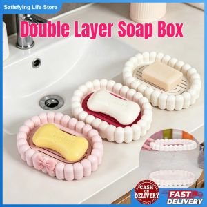 Double Layer Soap Box Large Drainage Soap Holder Household Bathroom Dish Anti-slip Soap Storage Rack