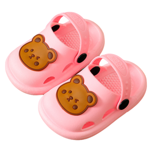 LJMOFA Kids Slipper Bear Pattern Soft Cozy Non-Slip Fashionable Sandal for Kids 4-9 Yrs