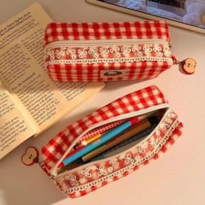 Bán Kẻ Sọc Đỏ Dễ Thương KT Mèo Hộp Đựng Dung Tích Lớn Túi Trang Điểm Di Động Thiết Kế Apple Túi Bảo Quản Bé Gái Quà Tặng