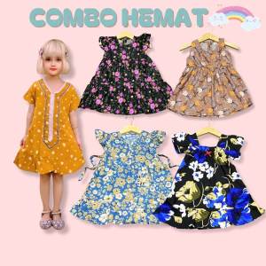 PAKET COMBO HEMAT bundling 5 pcs 1-6 TH dres bayi dres anak rayon viskos dres perempuan best seler