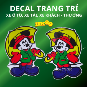 Tem xe hoạt hình Chuột micket - Decal trang trí 3 lớp chống trầy xước nắng mưa (SL: 1 đôi)
