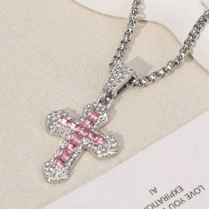Nexlent Cross Pendant Necklace Cross Zircon Pendant Mens and Womens Gift Men Women Jewelry
