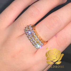 Cincin Couple Titanium 3Baris Lapis Emas 18k ANTI KARAT crystal swarovski