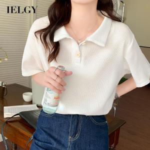 IELGY Polo shirt Hong Kong flavor age-reducing short-sleeved T-shirt women