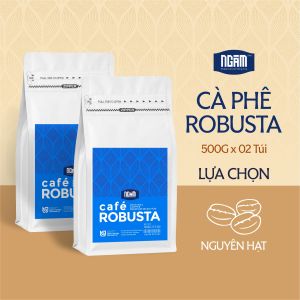 Cà Phê Robusta Size 18 Rang Mộc (500g x 02 Túi) - Đậm Đắng Hậu Vị Mạnh Gu Espresso Xay Sẵn Pha Phin Pha Máy và Nguyên Hạt