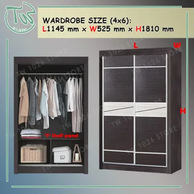 TW (KL & Selangor) Ready Assembled 4x6FT Sliding Wardrobe (Assembled) - Beige/ Wenge