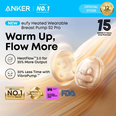 [2026 New] eufy S2 Pro Hands Free Wearable Breast Pump with HeatFlow 2.0 Technology and App Control——T60A1/T600P