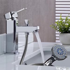 BAKALA Luxury Brass Washbasin Faucet Hot and Cold Water Mixer Tap With Hand Shower Head Hole G-8047