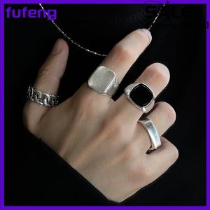 fufeng Mens Vintage Metal Finger Ring Set Of 4 Pieces Punk Style Hip Hop Trend Ring Set