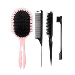 Hair Brush Set Edge Controls BrushRatted Tail CombBristles Hair Brush Detangler Brush Paddle Hair Brush Travel Home