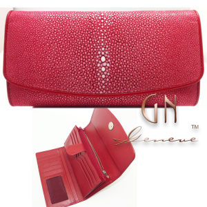 GN Geneve Polished Stingray Tri-fold Wallet /GN-001 กระเป๋าหนังปลากระเบนแท้ สามพับ (หนังขัด)