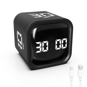 OKKFINE Gravity Sensing Digital Cube Timer Rotation Timing 5/10/30/60min Pomodoro Timer  Custom Countdown Alarm Clock for Cooking